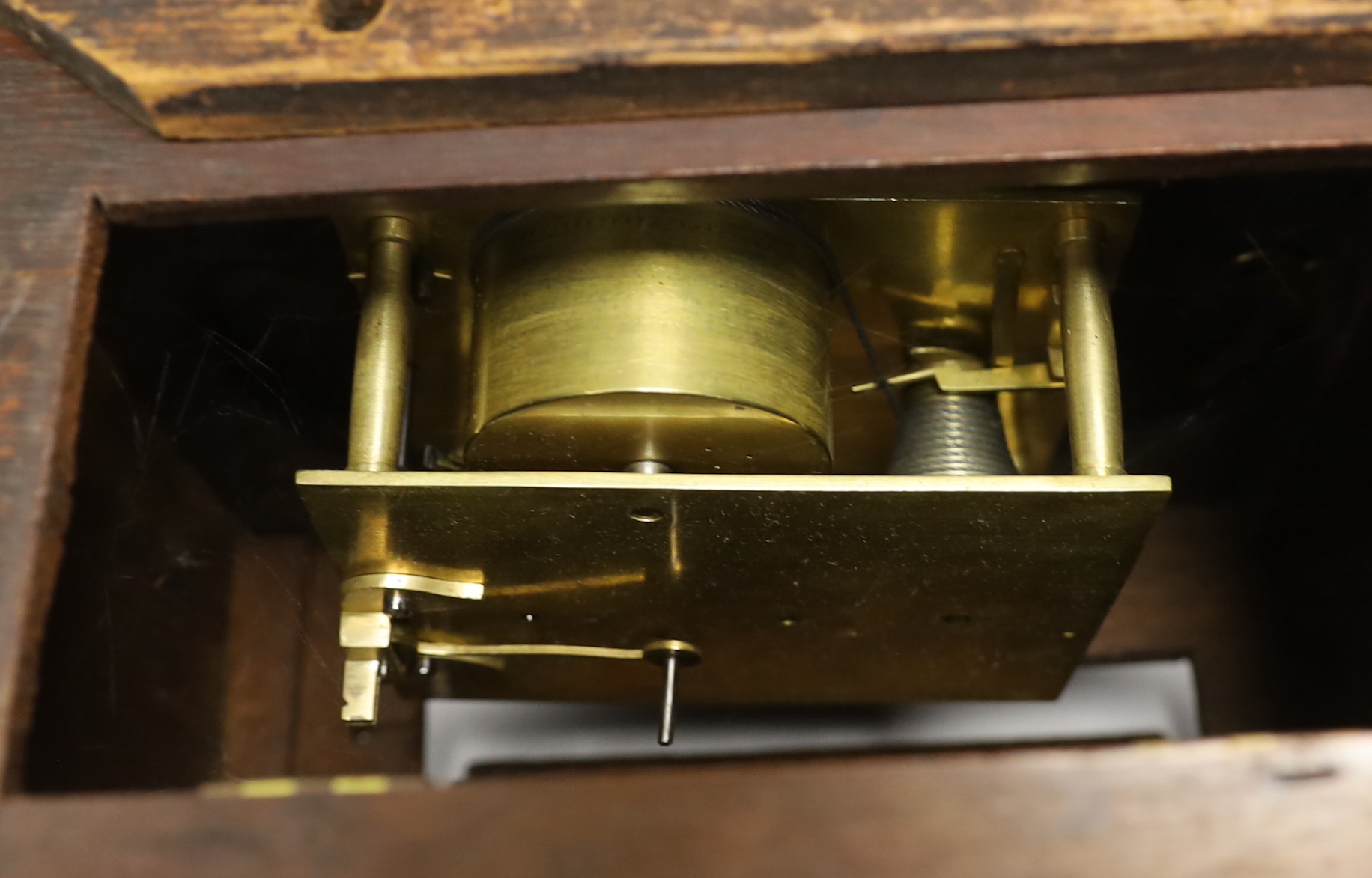 A Victorian mahogany fusee wall dial clock, 37cm diameter